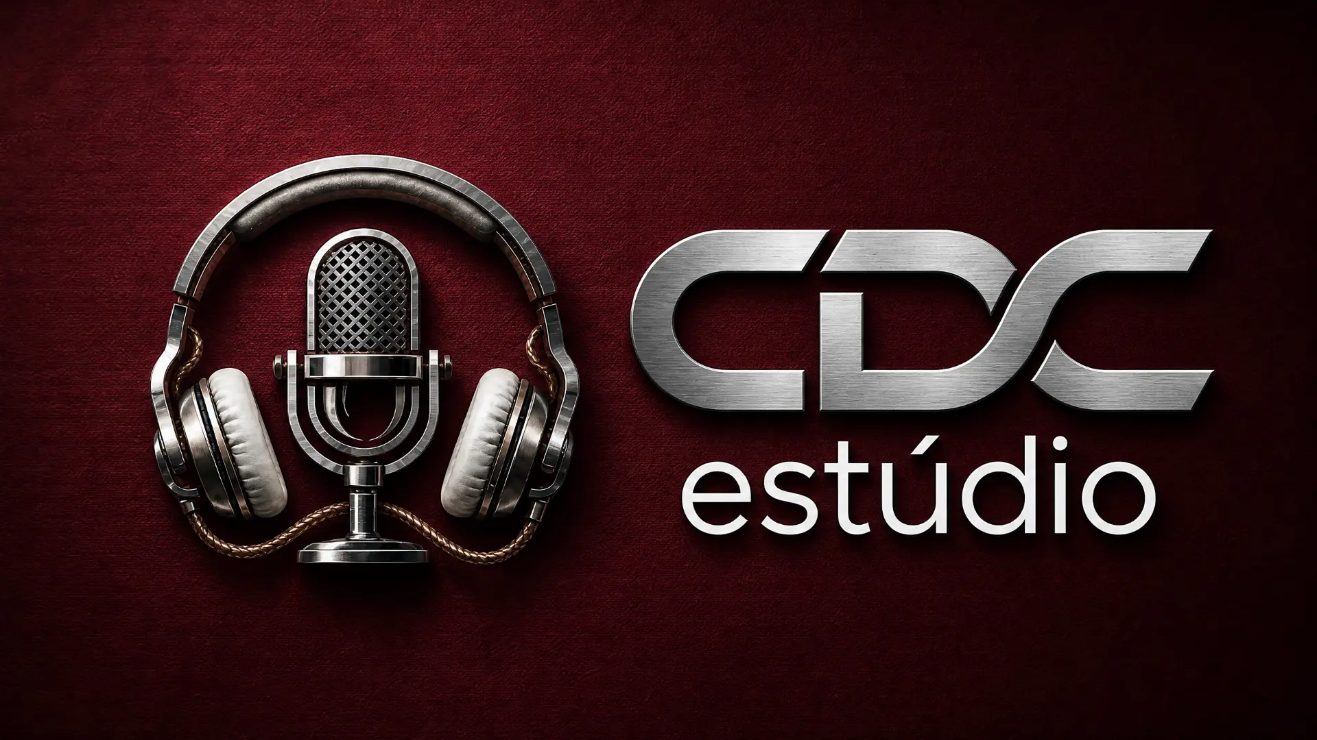 Logo do CDC Estúdio com microfone e headphone